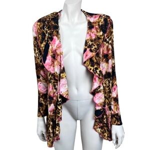 Gramercy 22 Mixed‎ Print Open Ruffle Trim Cardigan